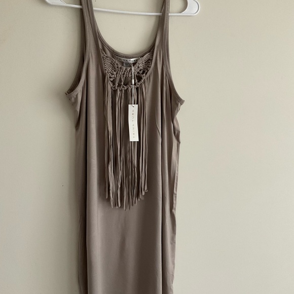 NWT Trina Turk Althea Tank Dress Gray Fringe Tassel Boho Western Cowgirl Macrame - Picture 12 of 12